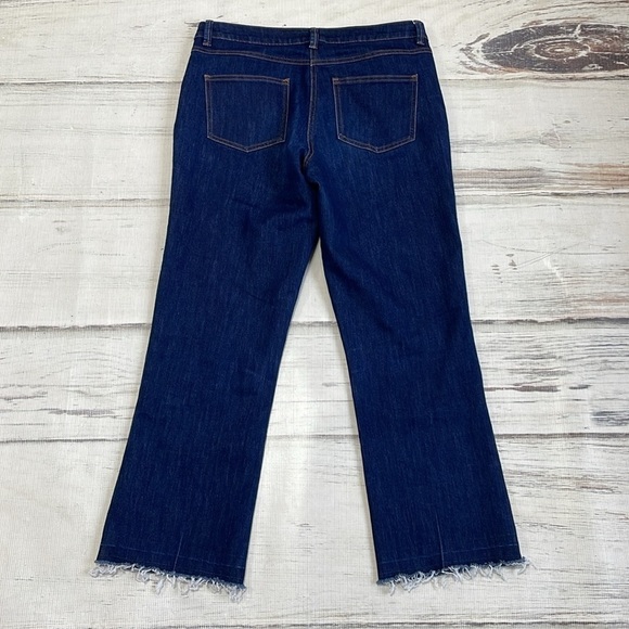 Long Tall Sally Jeans Women's 8 Blue Distressed Denim Raw Hem Bootcut - Picture 8 of 12